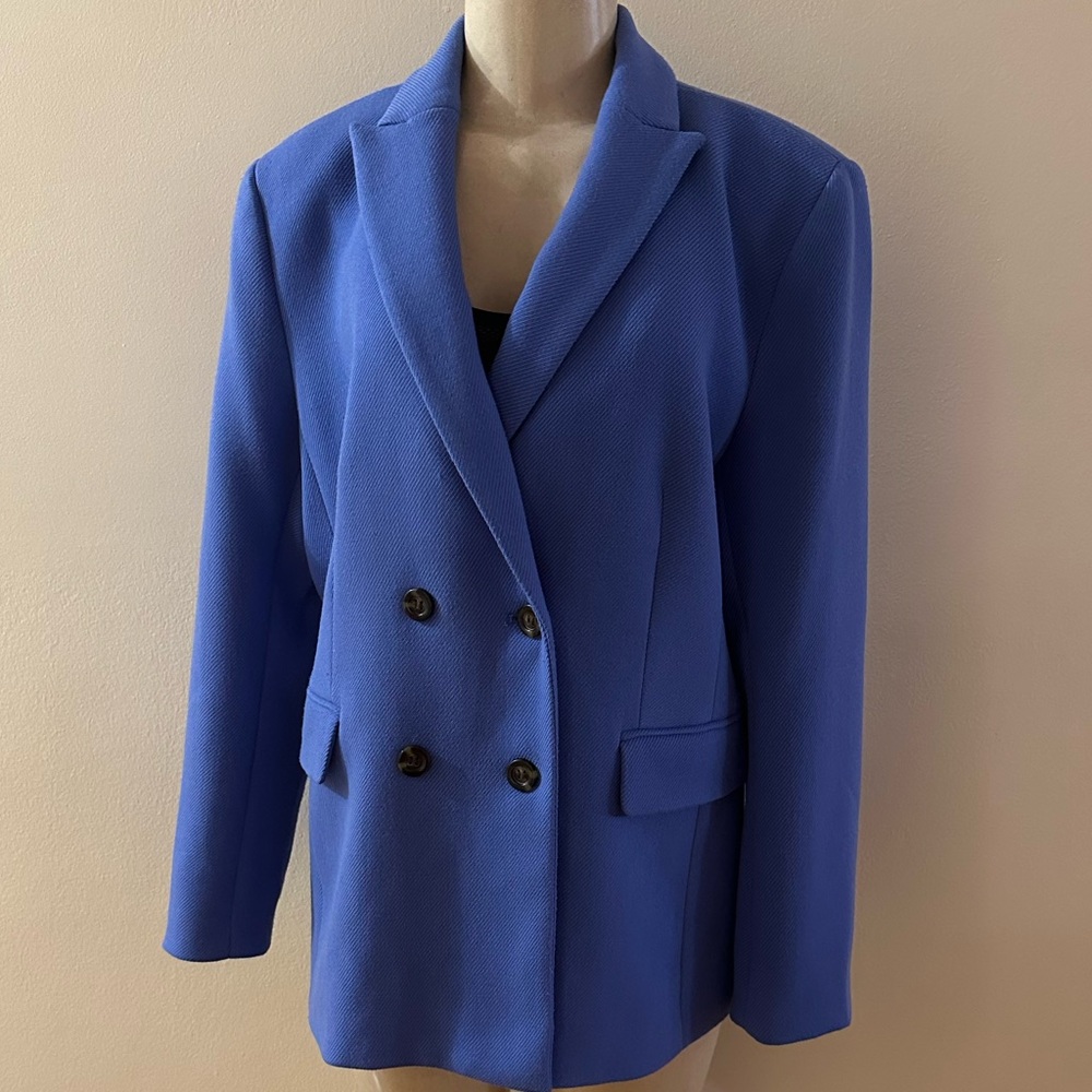 Ann Taylor Women's Cobalt Blue Double-Breasted Blazer Size 12.